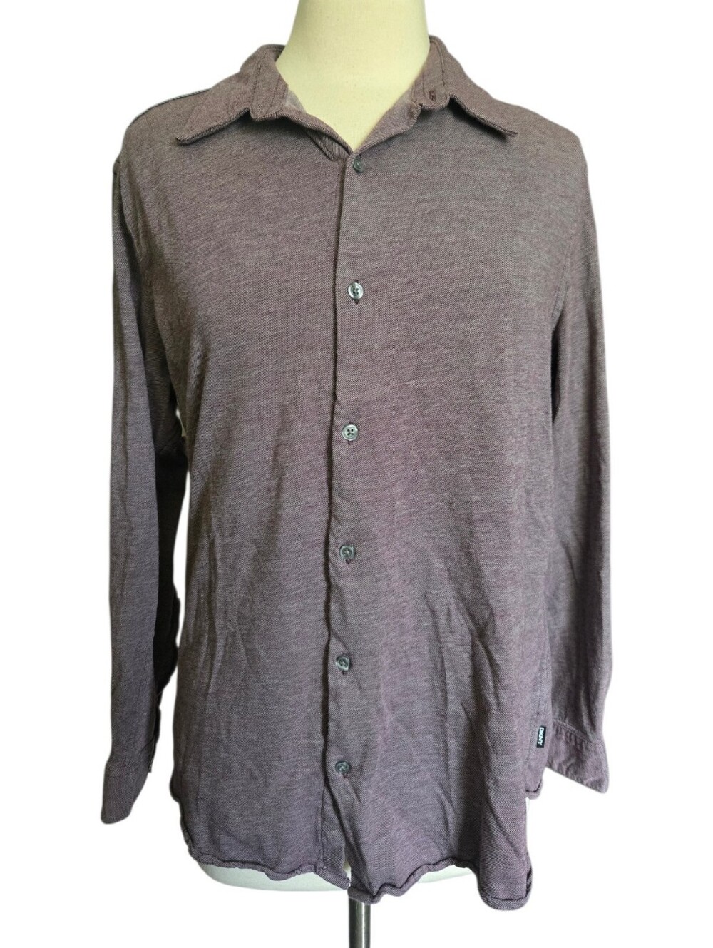 DKNY Men's Knit Long Sleeve Button Down Sport Shirt - L